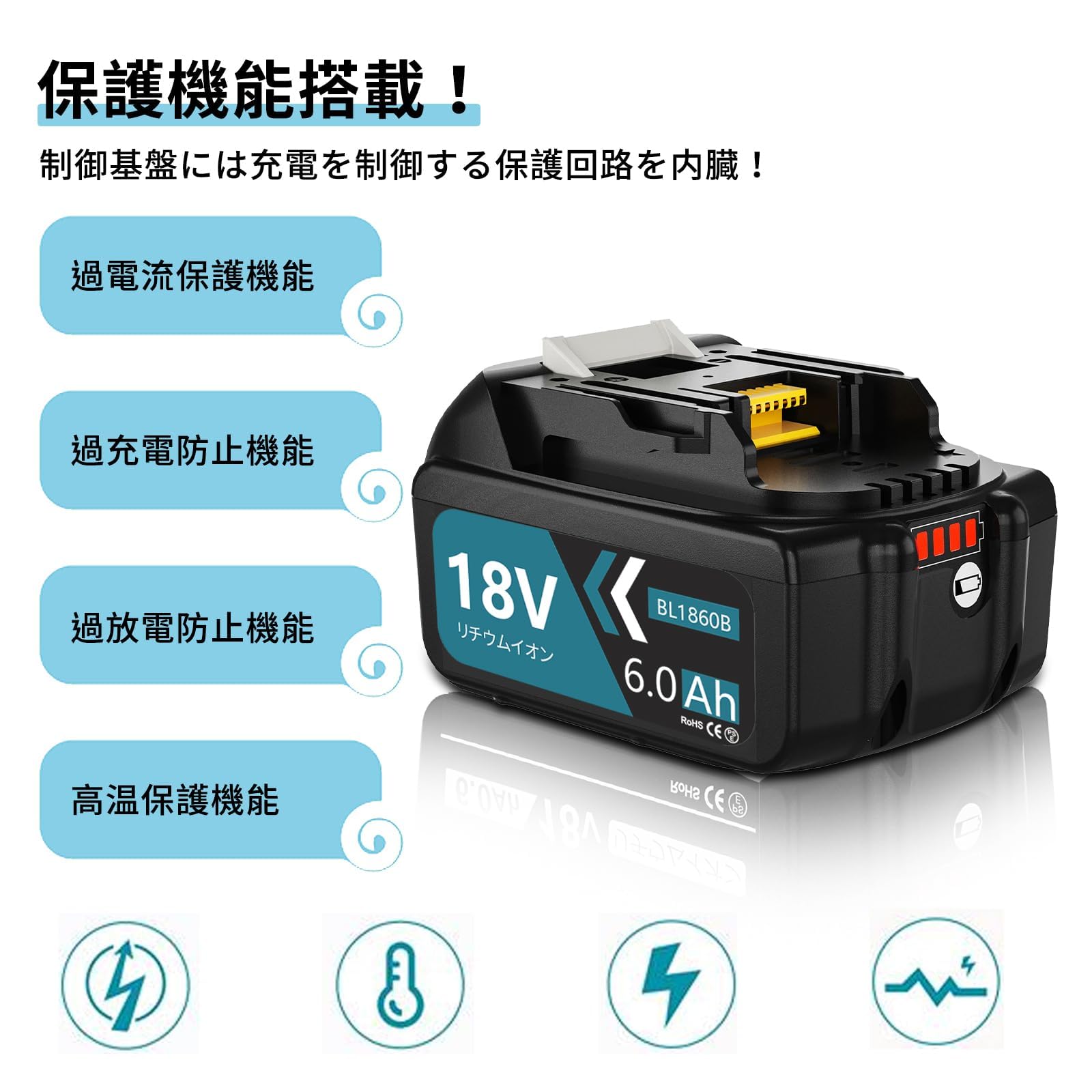 Amazon.co.jp: Boetpcr Compatible Makita 18v Battery BL1860B 