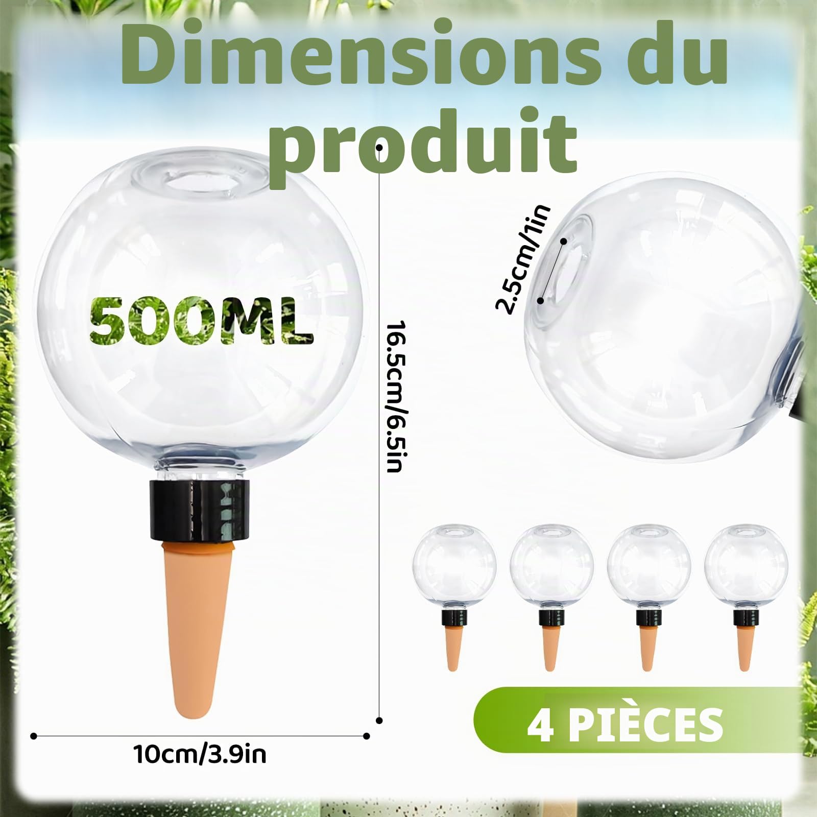 Lot de 4 Boule Arrosage Plante, Reserve Eau Plante, Pot Plante Reserve d Eau, pour Plantes, Arrosage des Chambres, Balcons et Plantes de Jardin, Arrosage Plante Vacances (Transparent, A)