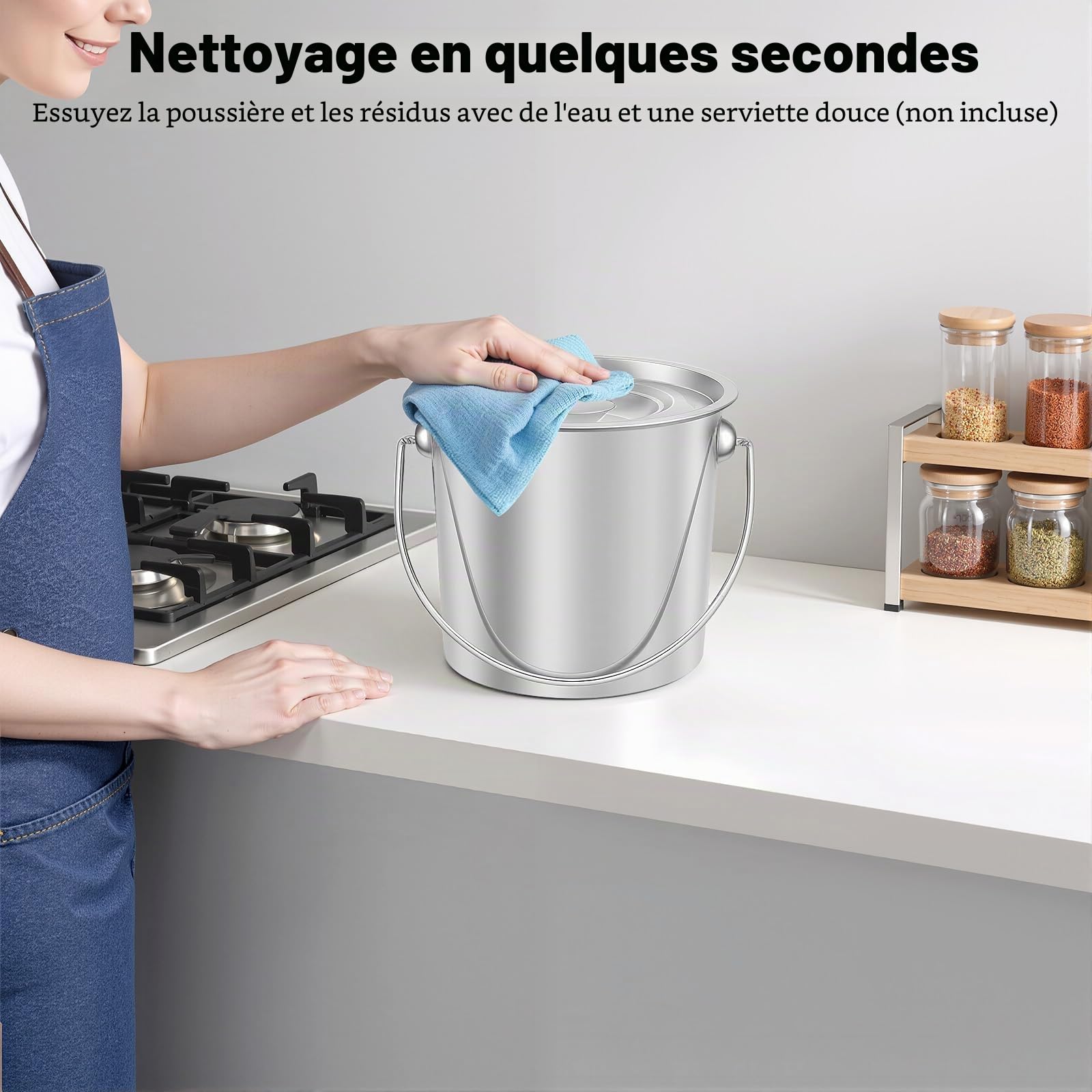 Seau en acier inoxydable avec couvercle - 6 l, 12 l, 20 l - Avec couvercle - Seau à lait - 6 l