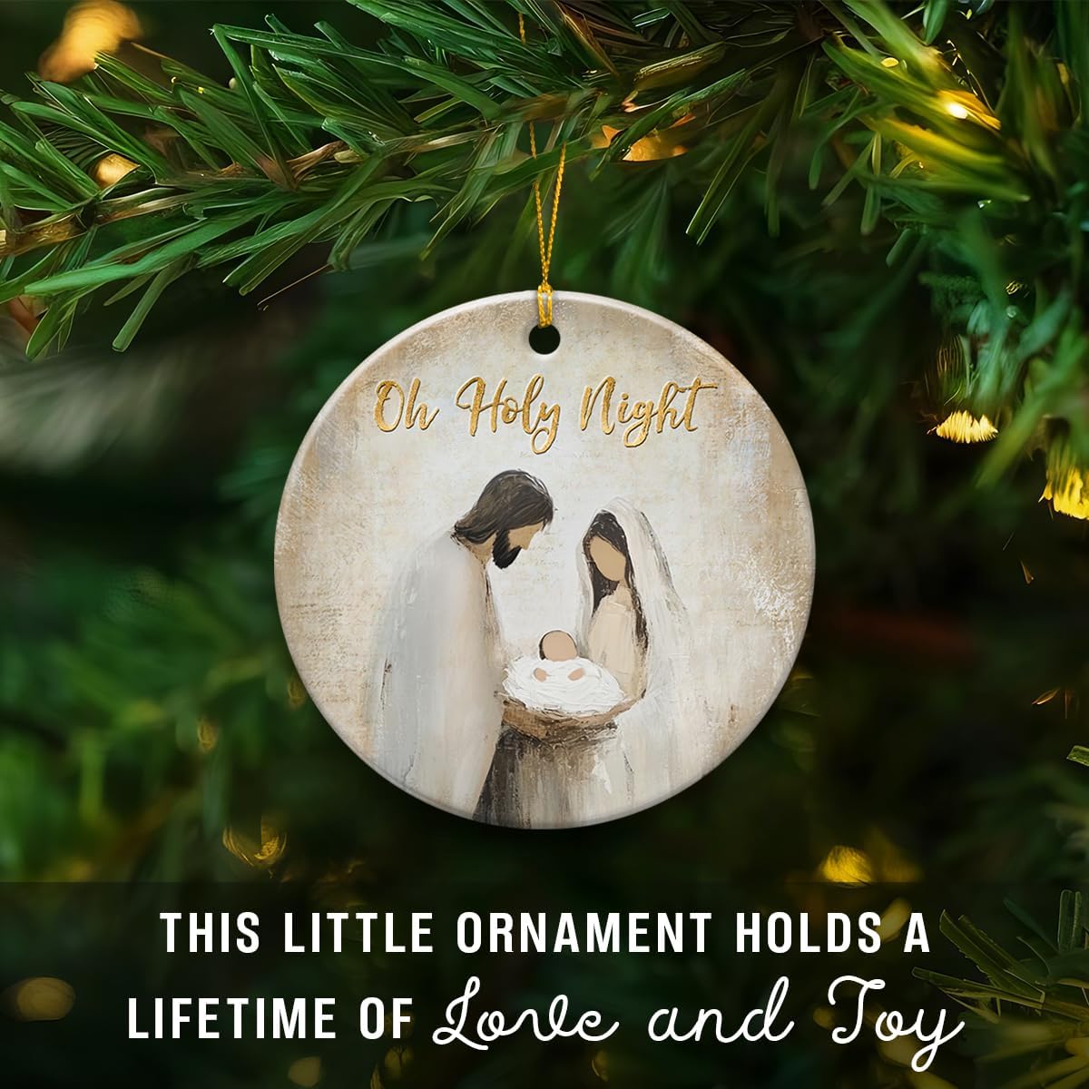 Ceramic Nativity Christmas Ornaments 2025 - Oh Holy Night Religious Christmas Ornaments, Jesus Ornament, Faith-Based Christian Gifts for Women Men - Nativity Tree Decorations - Image 7