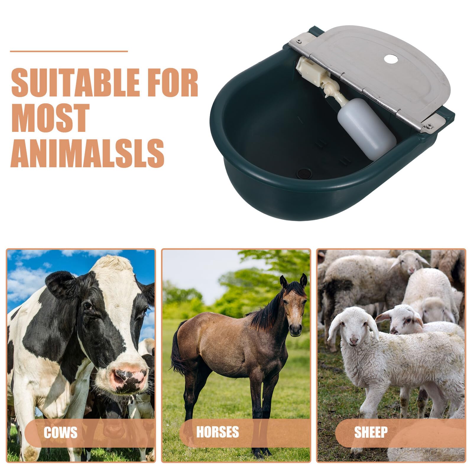 SHINEOFI Bebedero Automático para Animales de Plástico Resistente con Válvula de Flotador y Tubo de Acero Inoxidable de 80 CM para Caballos Vacas Cabras Ovejas y Perros Abrevadero