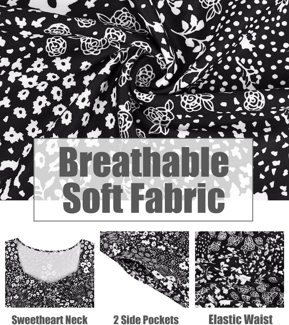 CARCOS Plus Size Dresses for Curvy Women Tie Sweetheart Neck Fall Maxi Dress Long Sleeve Empire Waist Floral Boho Dress - Image 6