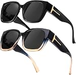 Myiaur Fit Over Glasses Sunglasses for Women, Trendy Oversized Polarized Wear Over Sun Glasses with UV400 Protection(2 Pack)