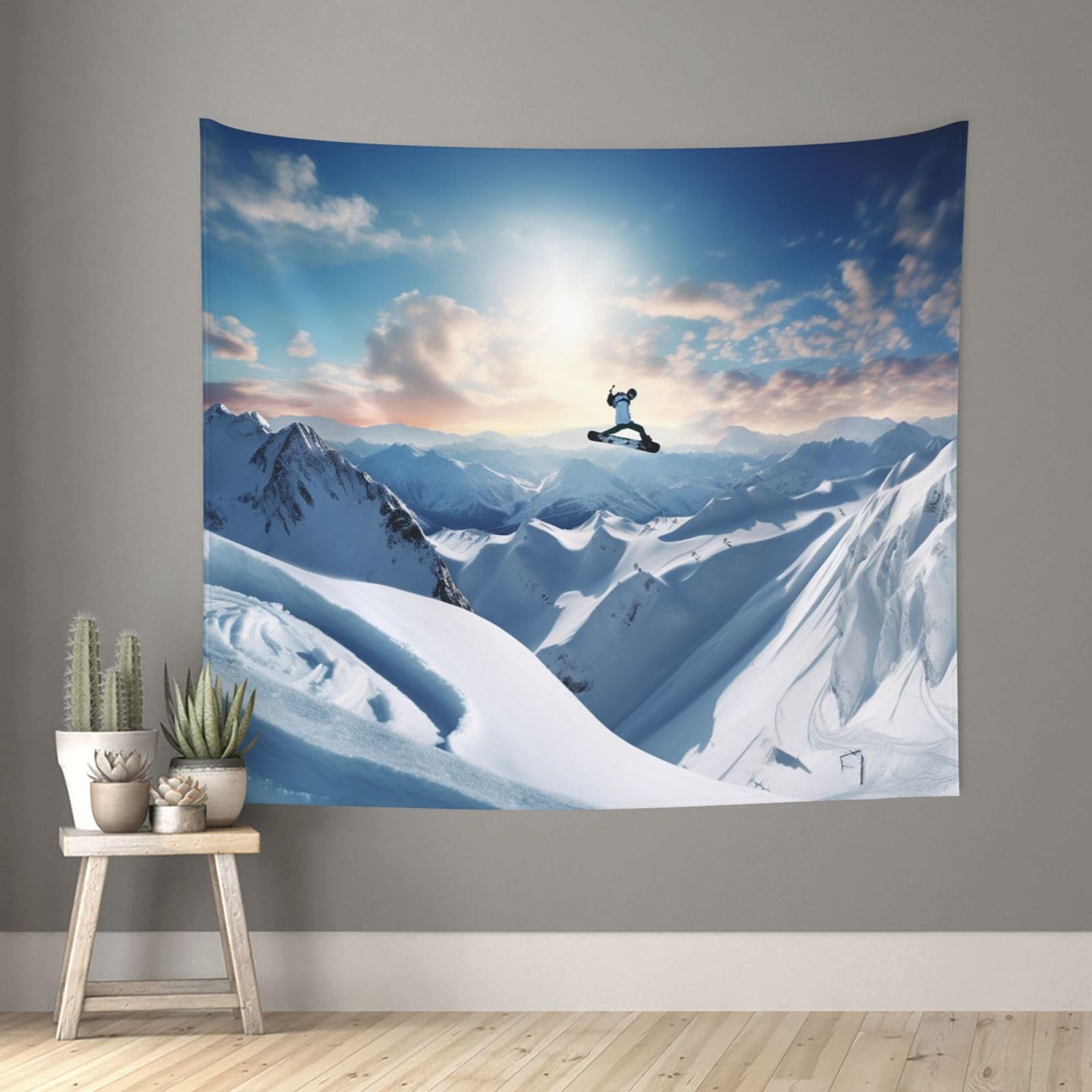 XOPEKVLAWM Tapestry Wall Hanging for Bedroom Aesthetic Wall Mural Tapestries 152x130 cm Art Backdrop Snowboarding Tapestries Landscape Poster Tapestry for Living Room Dorm Office Home Decor