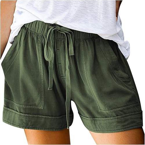DASAYO Womens Shorts Casual 2025 Summer Beach Drawstring Shorts with Pockets 5 Inch Loose Cute Vacation Trendy Lounge Clothes