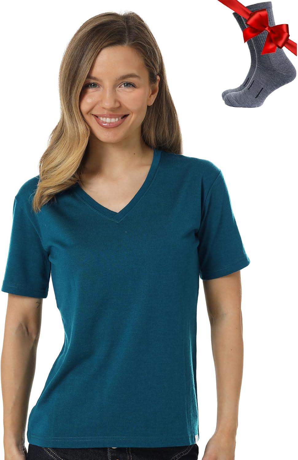 Merino.tech Merino Wool T Shirt Women - 100% Merino Wool Base Layer Women Short Sleeve Moisture-Wicking Tee and Hiking Socks