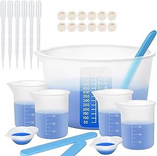 KISREL Silicone Measuring Cups for Resin, Resin Supplies with 600&100ml Cups, Resin Mixing Cups, Silicone Stir Sticks, Epoxy Mixing Cup
