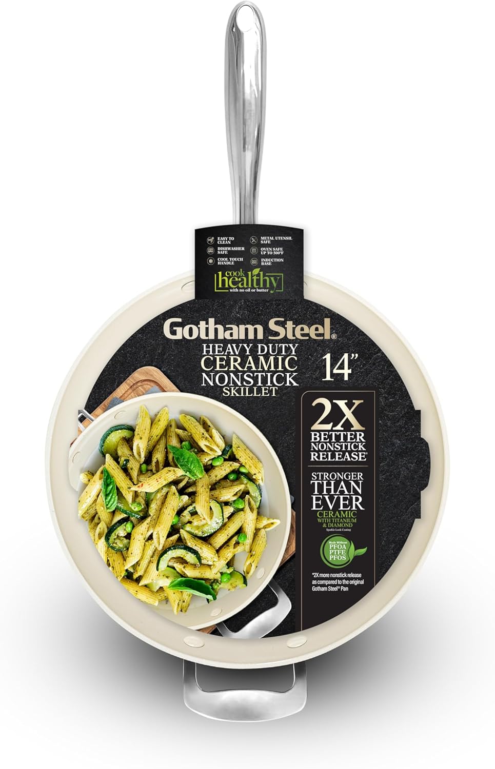 GOTHAM STEEL 14 Inch Non Stick Frying Pans Nonstick Frying Pan, Large Nonstick Pan