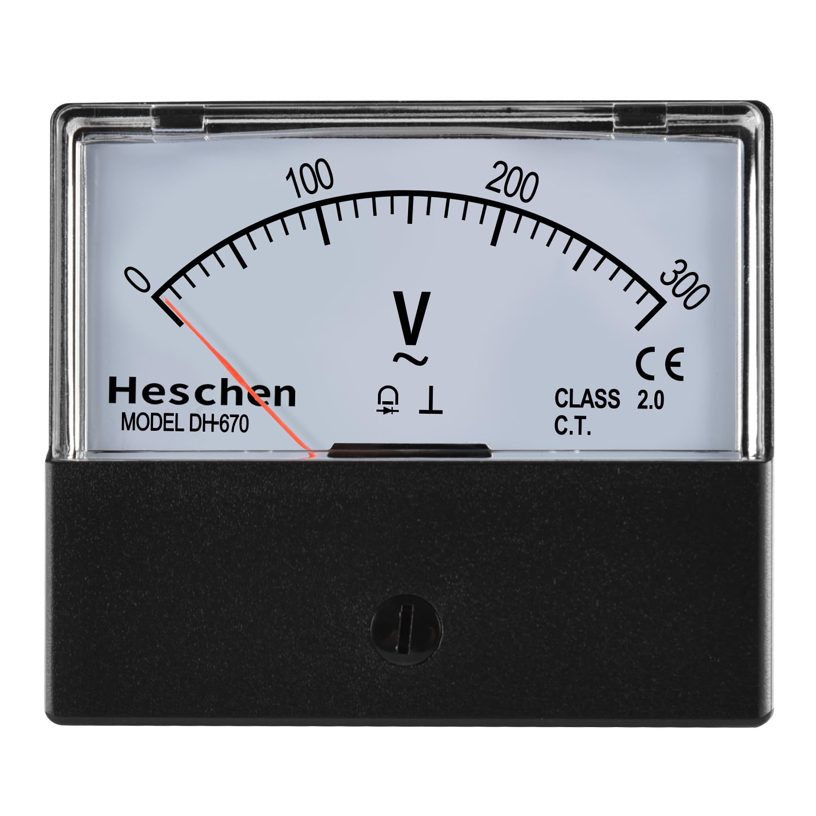 Heschen rettangolare voltmetro analogico pannello Volt tensione Meter 670 Style AC 0-300 V classe 2.5