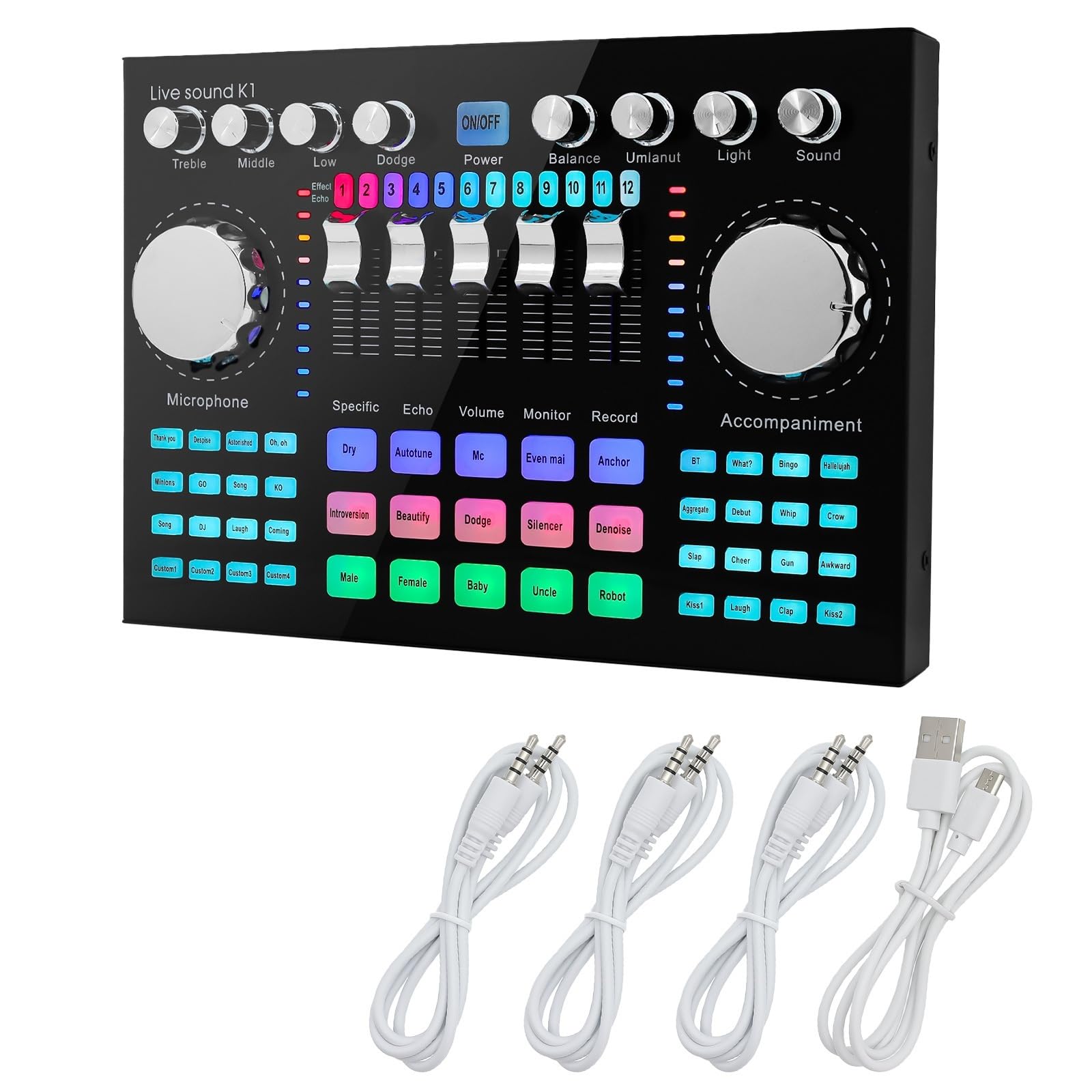 Audiomixer, K1 Computer Telefon Voice Changer HIFI Live Bluetooth-Kompatibel Soundkarte Mixer Board Streaming