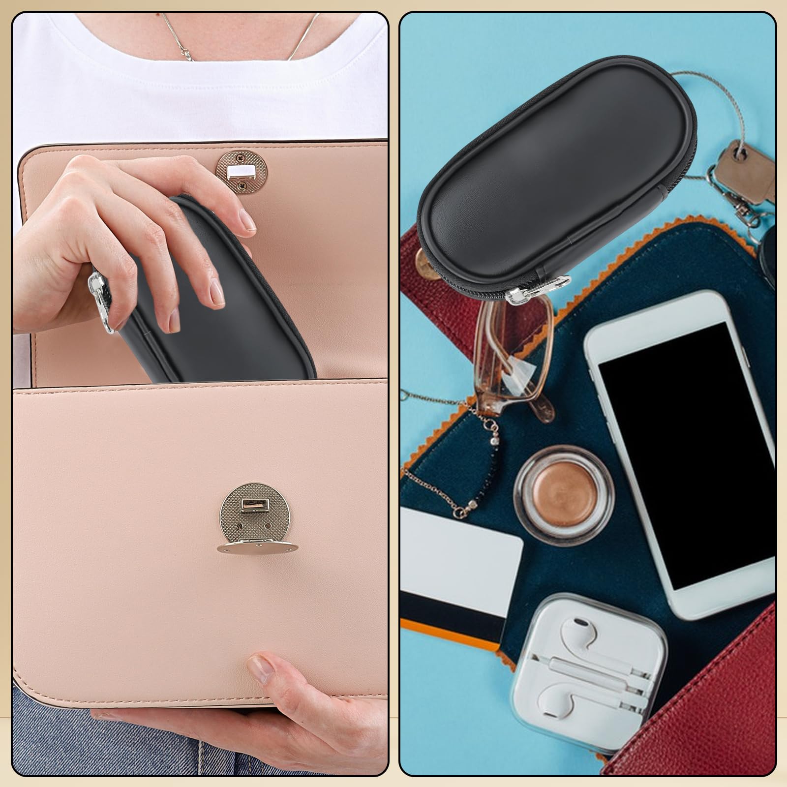 Set di 10 pennelli da trucco da viaggio, portatili, formato da viaggio, mini pennelli da trucco con custodia e 4 spugnette per cipria, pennelli cosmetici professionali per fondotinta, correttore