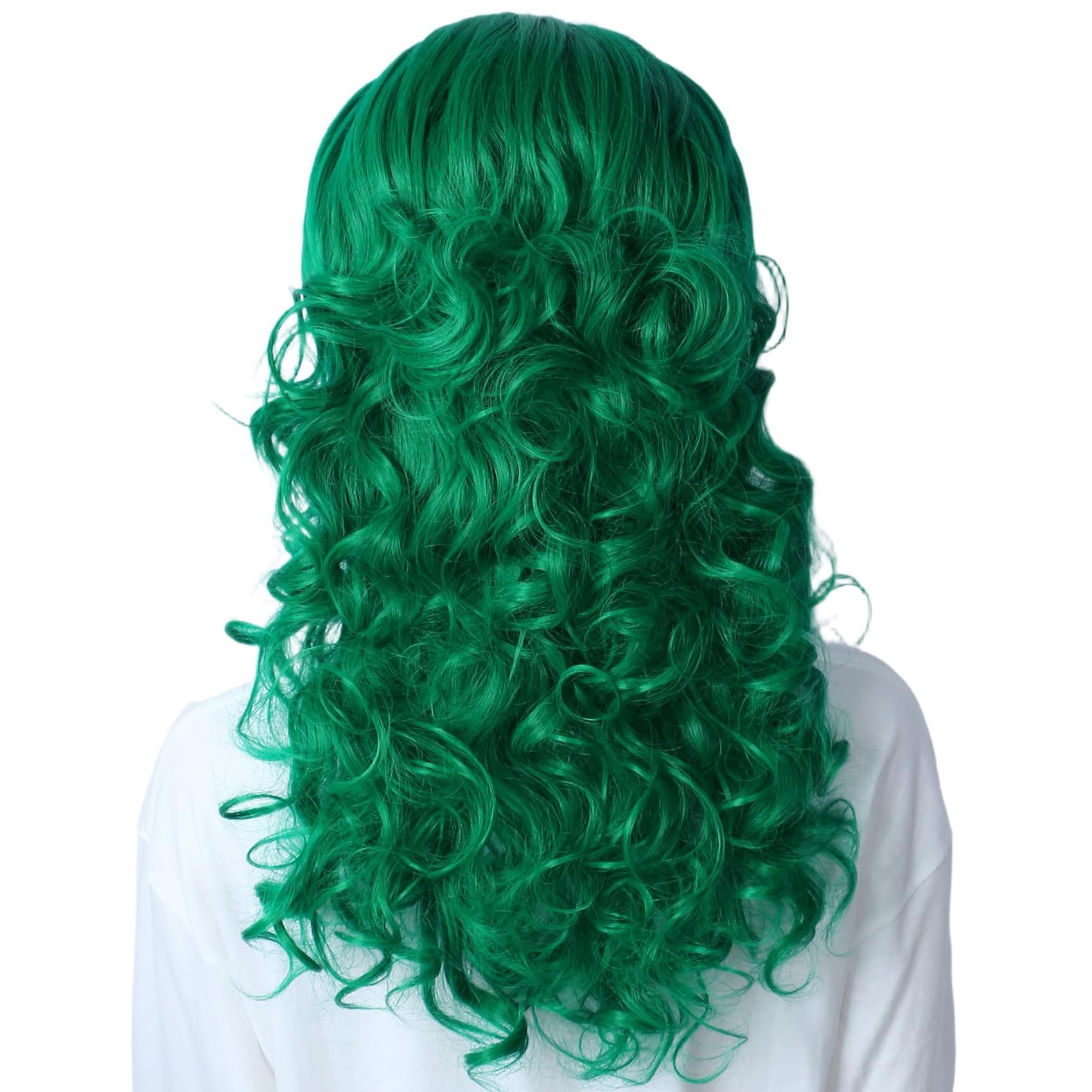 Linfairy Long Wavy Wig Big Bouffant Beehive Wigs for Women fits 50s 80s Costume (Green) - Image 3