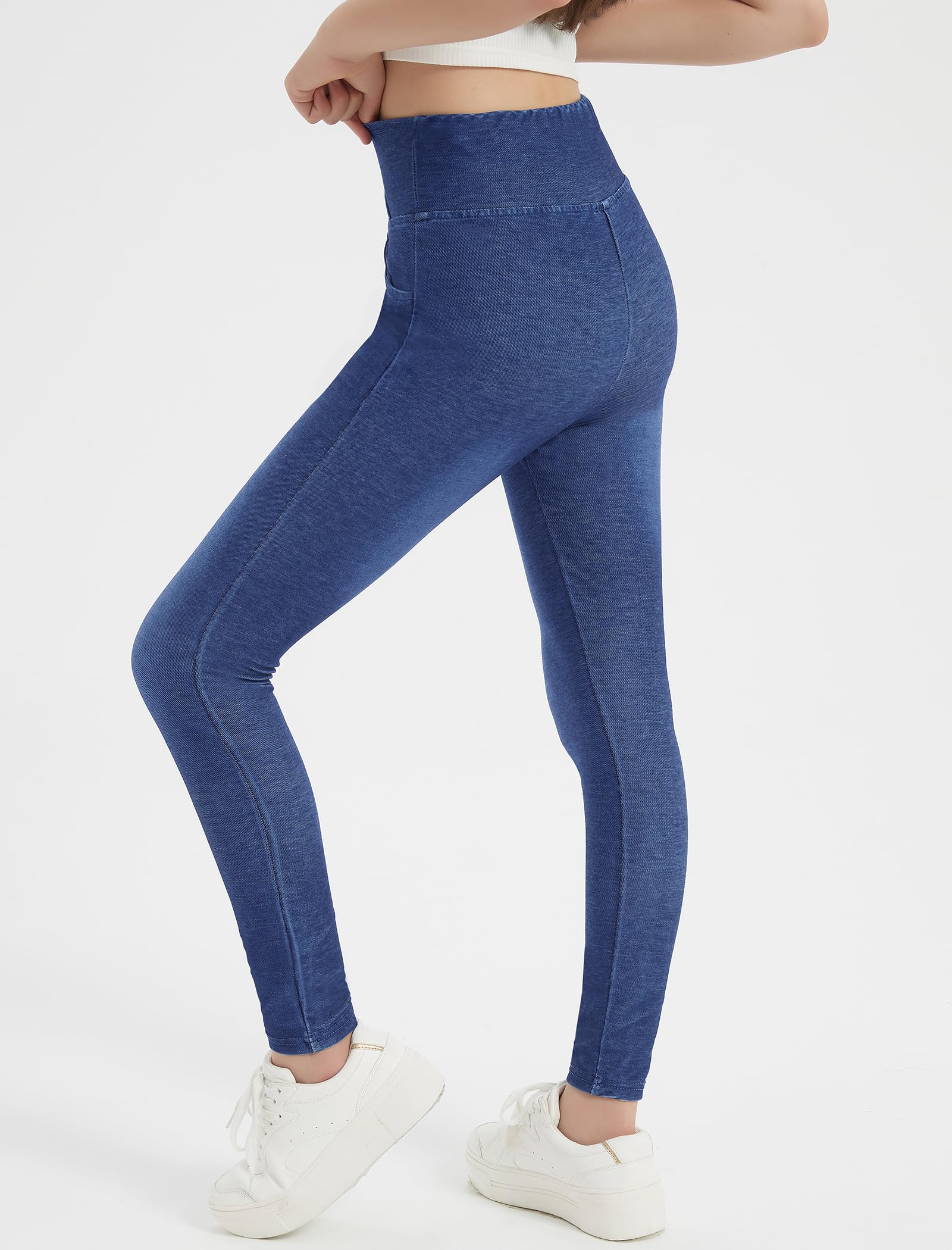 EXARUS Mädchen-Jeggings, 3er-Pack, Skinny/Flare, Crossover-Stretch-Jeans, hohe Taille, lässige Schulhose, Teenager, 8–14 Jahre