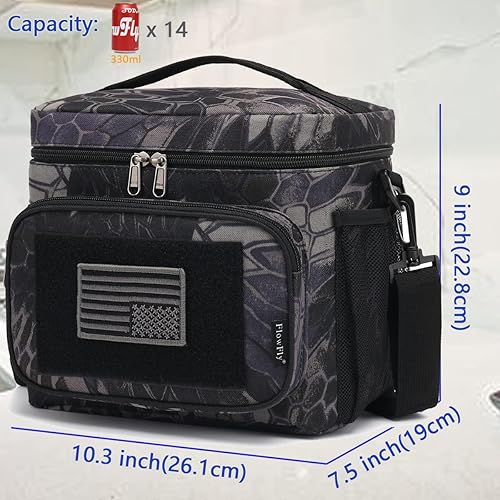 Miniatura 4 de FlowFly - Bolsa de almuerzo táctica grande con aislamiento, hielera térmica, para hombres y mujeres, con correas MOLLEPALS (Typhon, Mediana)