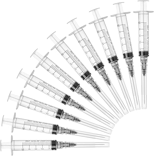Jeringas desechables de 0.2 fl oz con aguja de 22 Ga de 1 pulgada, para laboratorios científicos, industrial, medición de líquidos, dispensación,