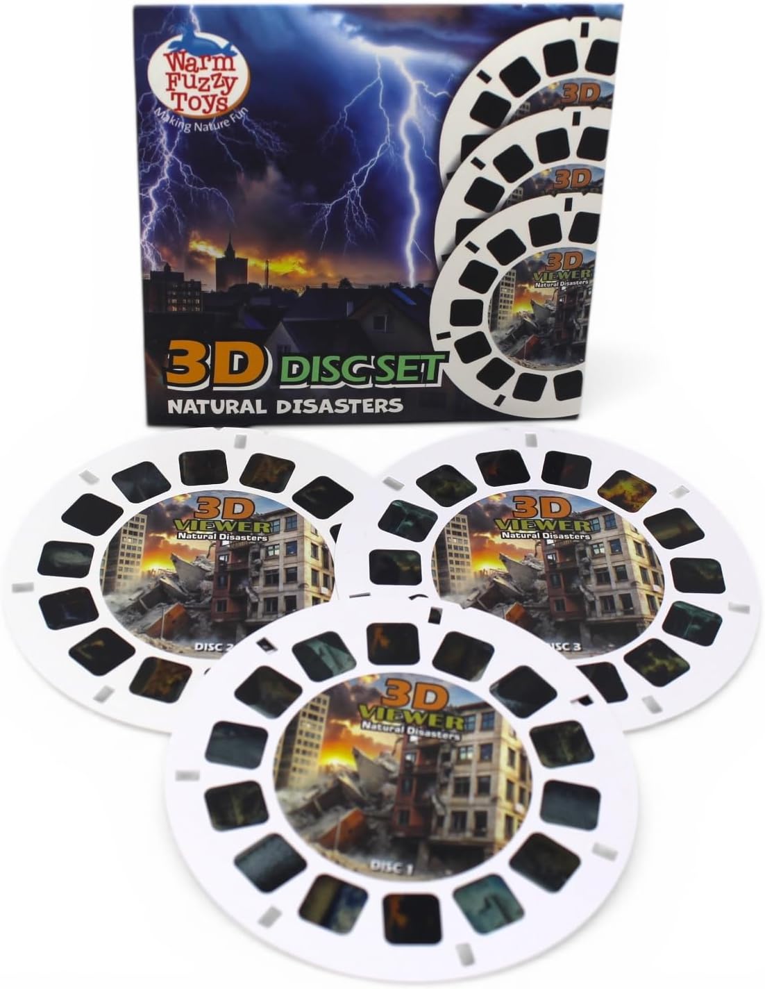 WARM FUZZY Toys Natural Disaster Viewfinder Reels – 3D Retro Viewer Slides for Kids & Adults, Classic Educational Toy, Includes 3 Reels with 21 HD Images