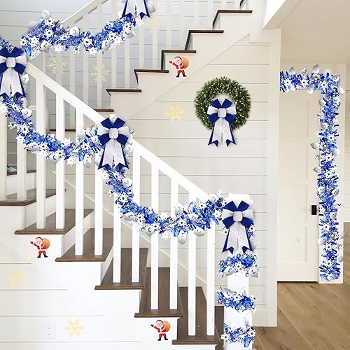 Miniatura 10 de ALIBBON Lazos grandes de Hanukkah para coronas, lazos de corona de Hanukkah, lazos de terciopelo azul dorado, lazos de estrella de David para puerta