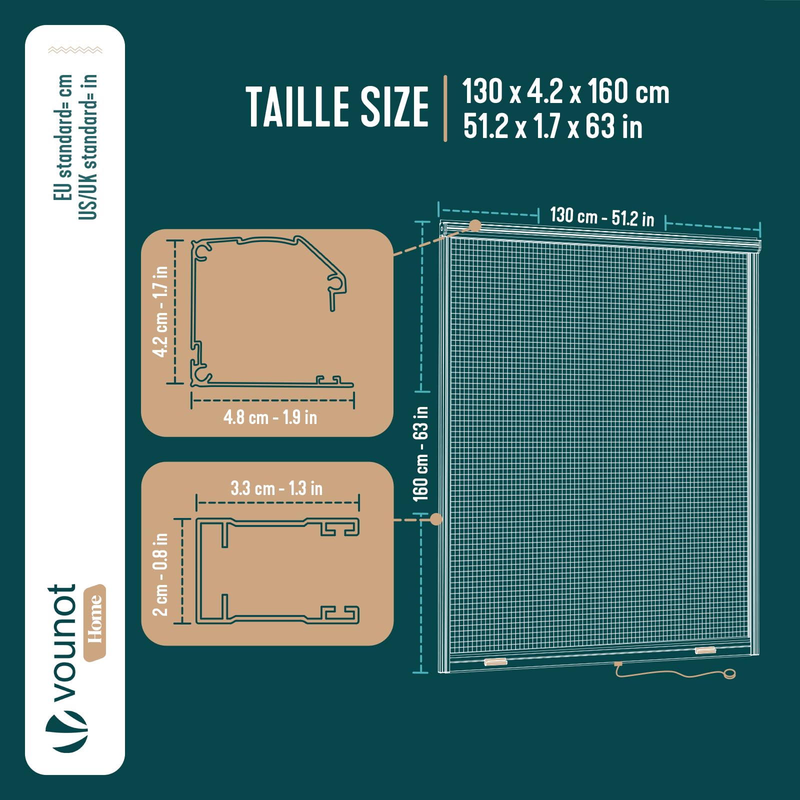VOUNOT® Store Moustiquaire Fenêtre Enroulable en Aluminium Recoupable avec Maille en Fibre de Verre Store Moustiquaire Installation Facile L130 x H160 cm Blanc