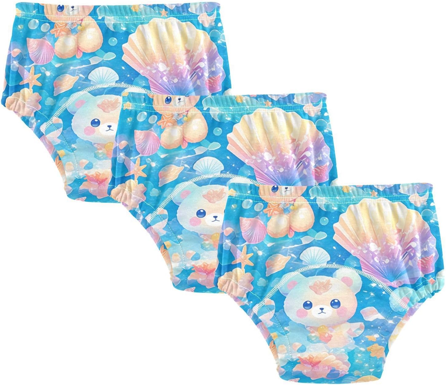 Baby Boys Potty Training Toilet Pants Reusable Overnight Potty Training Underwear Pants Sleep Underwear for Toddler 4T Sea Shell Dreamy Colorful Bears