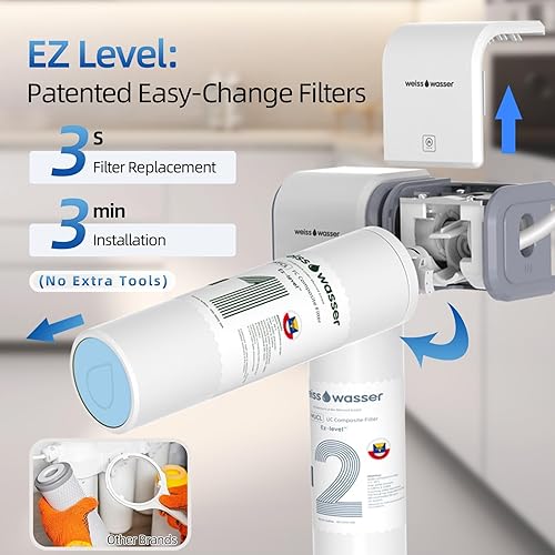 Miniatura 6 de Filtro de agua para debajo del fregadero, ultra filtración multietapa para Baçtria, reducción de cloro y olor, 9K Gal2 años, fácil instalación con