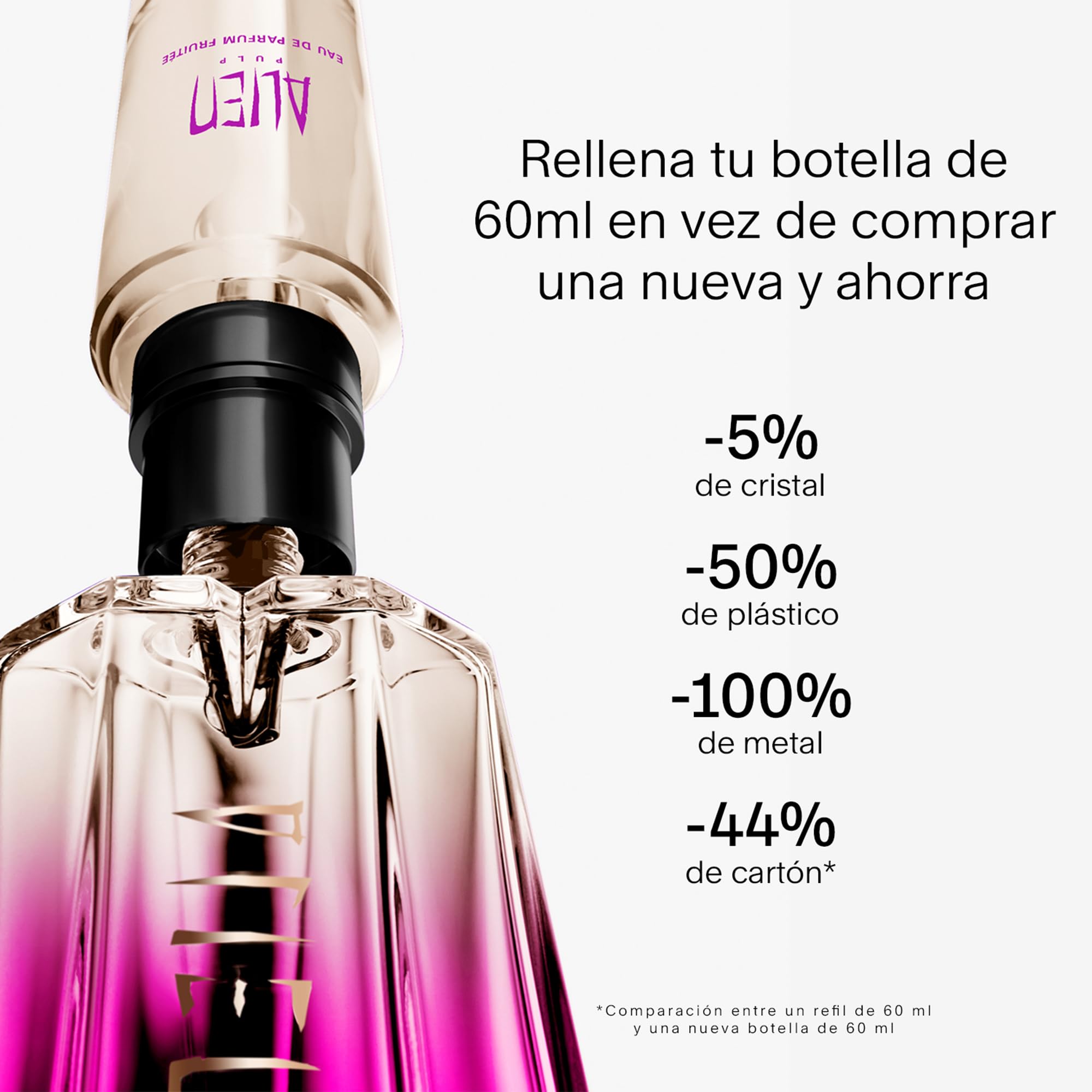 Mugler Alien Pulp Eau de Parfum, Perfume para Mujer, Fragancia Floral Frutal, Aroma Supra Delicioso, Jazmín Cremoso y Almizcles Aterciopelados en Icónico Frasco Recargable