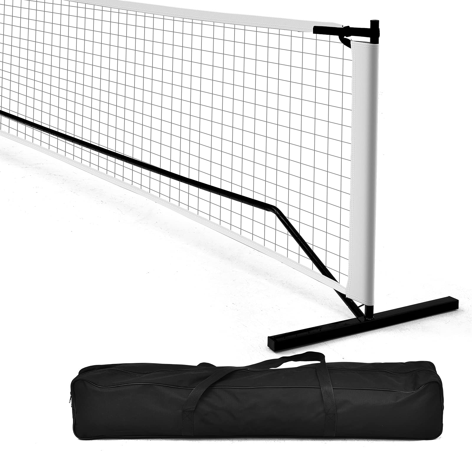 GYMAX Pickleball-Netz mit Metallrahmenständer, 6,7 m langem Pickleball Net Set mit Tragetasche, wetterfestes Netzsystem, Übungsnetz für Garten, Strand & Hinterhöfe