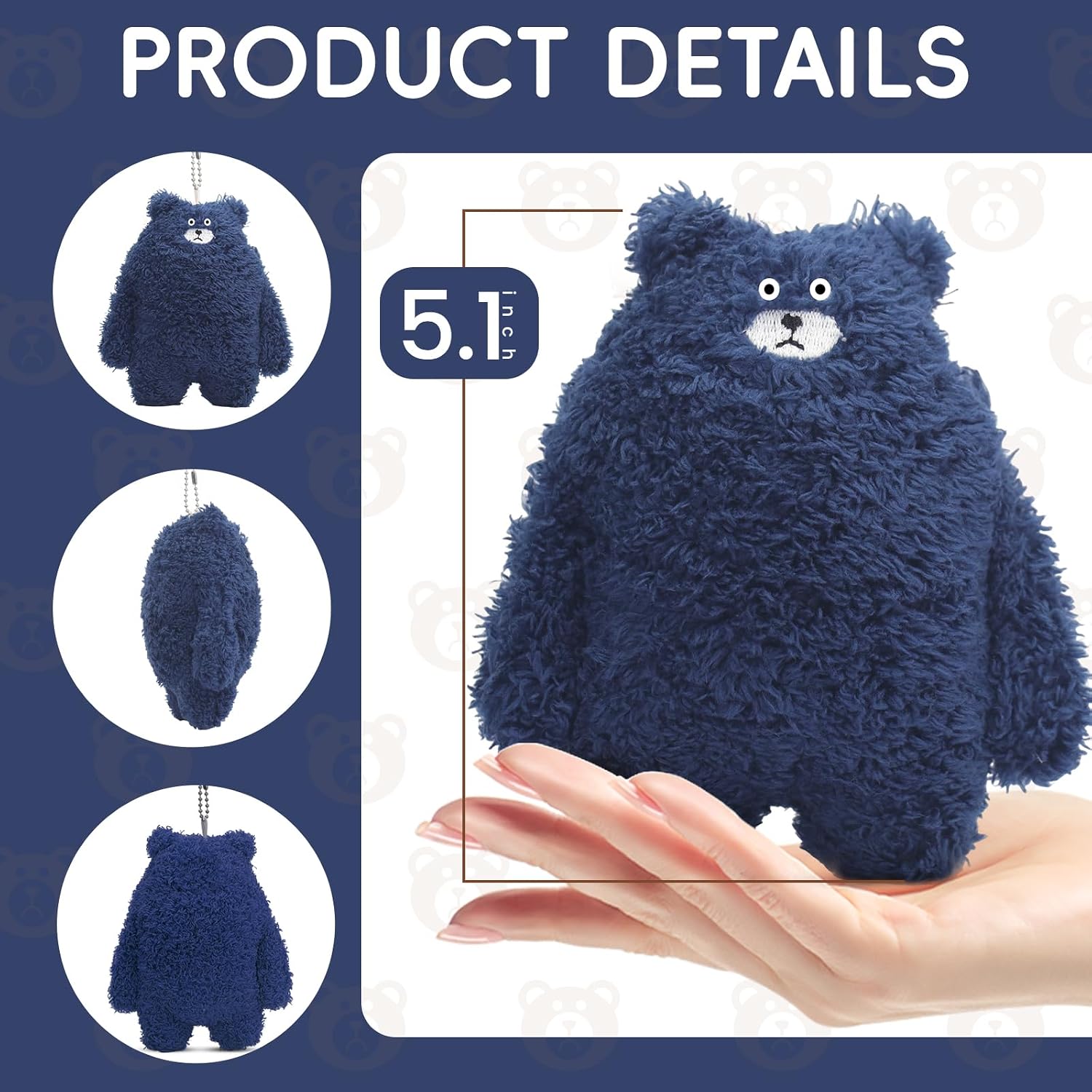 Cute Bear Plush Keychain Small Stuffed Animal Bag Charm image 3