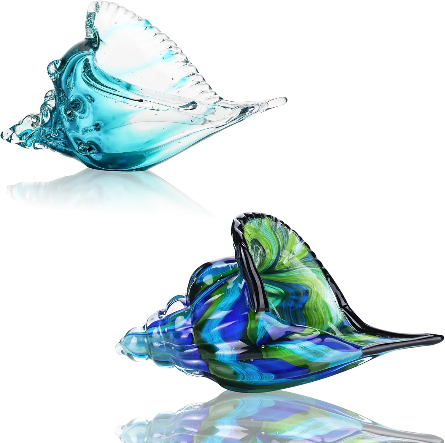 QFkris Blown Glass Conch Figurines Bundle