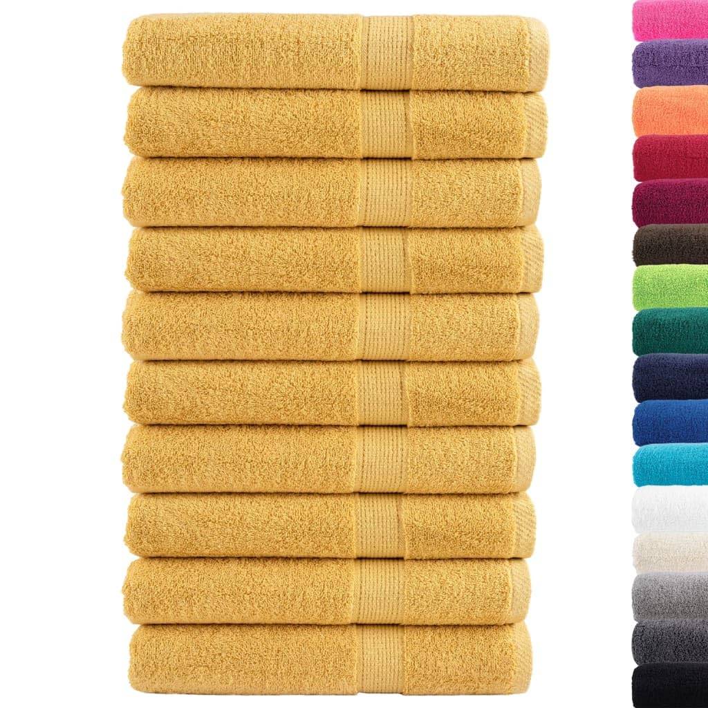 Serviettes de bain en coton 100x200 cm lot de 10 pièces 600g doré