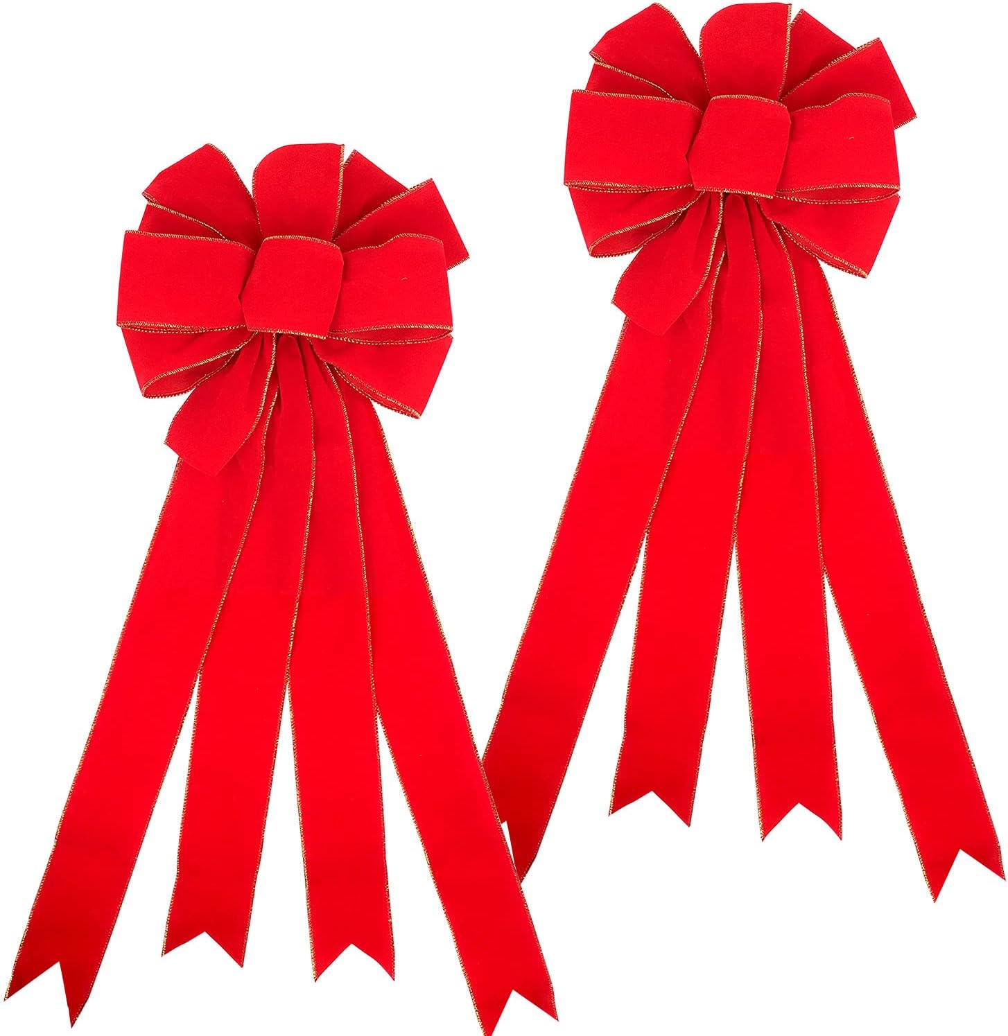 Christmas Large Bows 2 Pcs, Christmas Tree Topper Gold