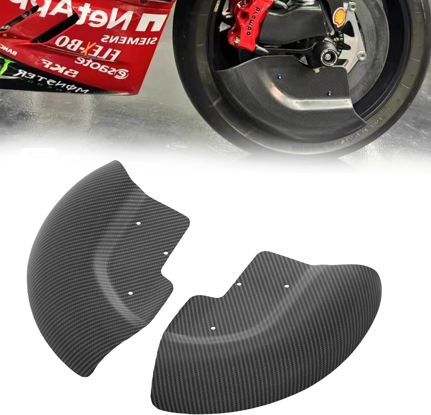 Motorcycle Brake Caliper Guard, Premium Brake Disc Protectors - Compatible with DUCATl Panigale V4/V4s/V2 & Street Fighter V4/V4s/V2 (2018-2024) (Matte Black Carbon Paint)