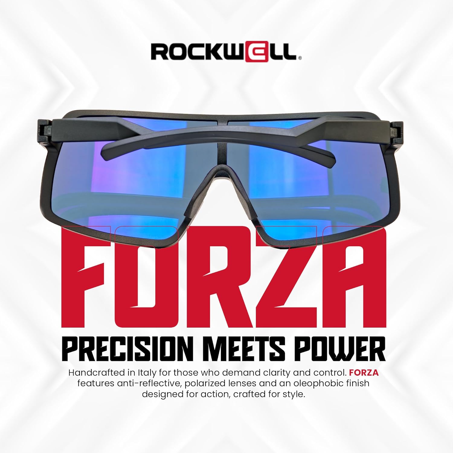 Rockwell FORZA- Anti-Reflective Mirrored Finished Oleophobic Coated, Scratch-Resistant, Lightweight, Durable