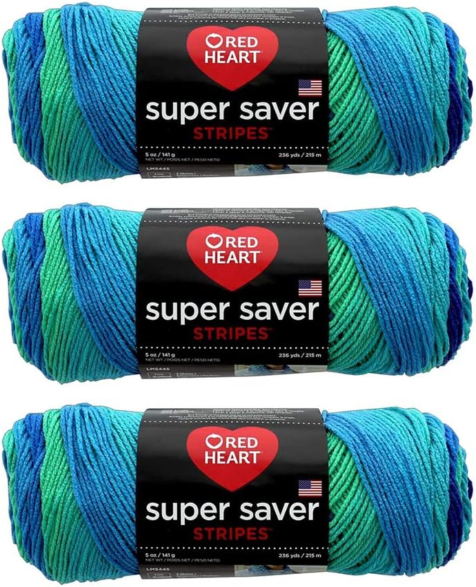 Red Heart Bulk Buy Super Saver Yarn (3-Pack) Cool E300-4967