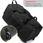 Laripwit Sac à bandoulière collapsible avec roues 130-170L Sac à bandoulière extra large extensible pour les hommes Femmes Sac à duffle militaire de service lourd pour le camping Rolling pliable Carry on Bagage, noir