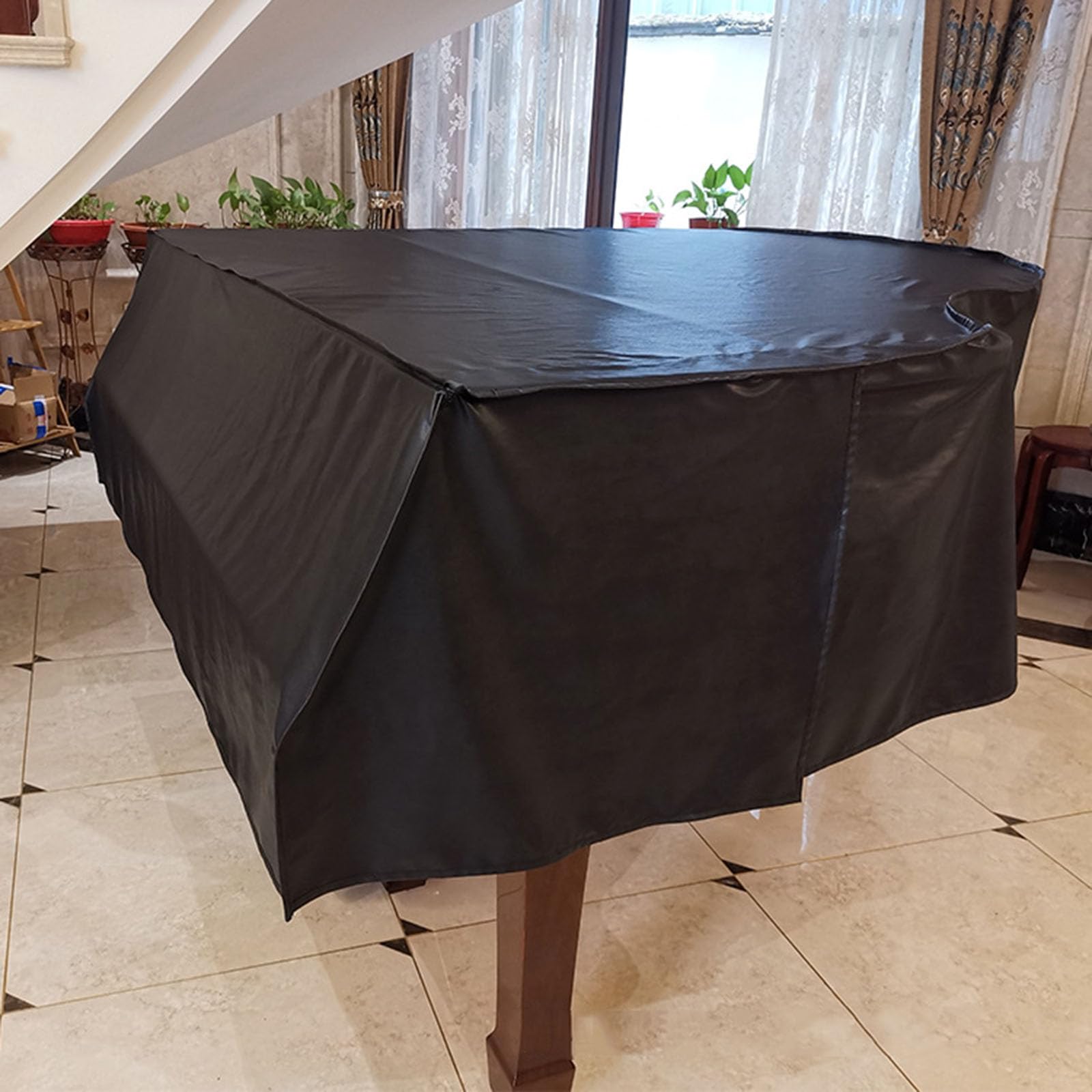 Staubschutzhülle aus Leder für Flügel, Universal-Schutzhülle aus PU-Leder, Staub- und wasserdicht, dekorative Schutzhülle für Flügel, Instrumentenzubehör, Schwarz, 220