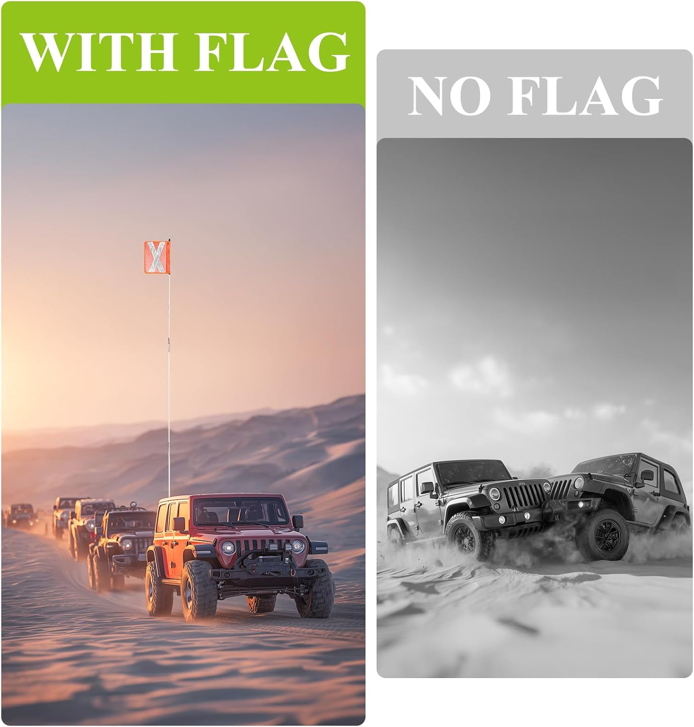 Safety Flag Safety Whip with Quicker Connector Base & 10FT Heavy Duty PVC Reflective Flag, Suit for ATV, UTV, Offroad, Jeep & Truck - Image 6