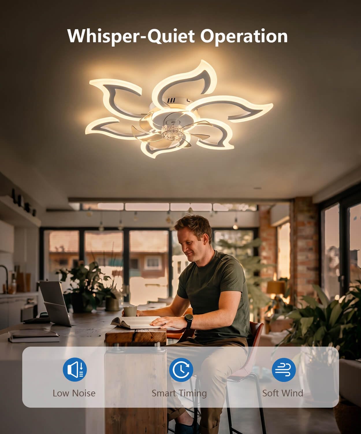 LJX 82cm Ventilateur Plafond Avec Lumière Et Télécommande - Silencieux DC, Aspect Bois, LED Dimmable, Réversible, Blanc