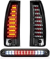 Tresound LED Smoke Lens Tail Lights + 3rd Brake Cargo Lamp for Chevy GMC C/K1500-3500 1988-2000, Blazer 1992-1994, Silverado 1994-1998 - DOT Certified, Plug & Play