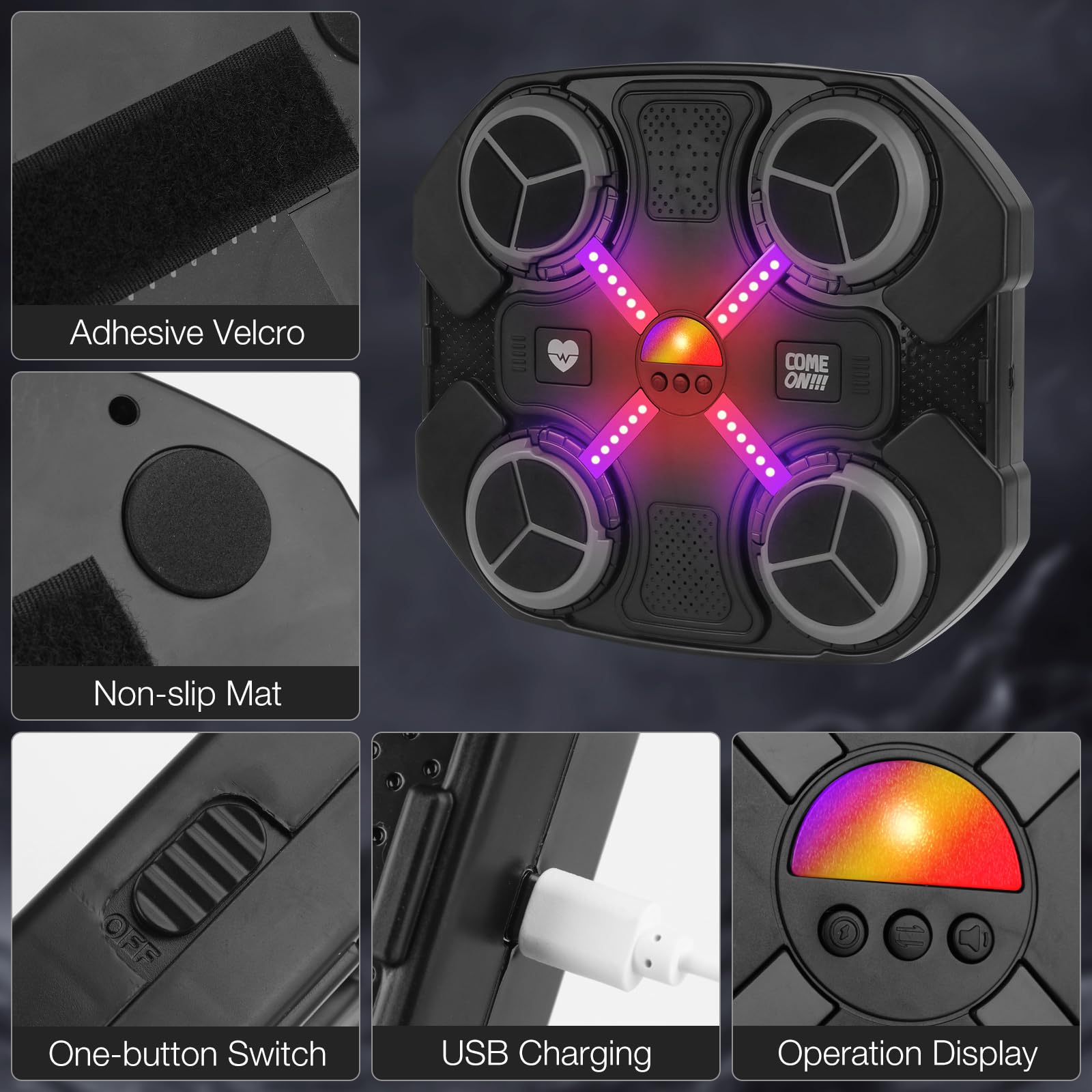 Mineup Music Boxing Machine Bluetooth LED, inteligentna maszyna bokserska do montażu na ścianie, 3 tryby treningu, z rękawicami