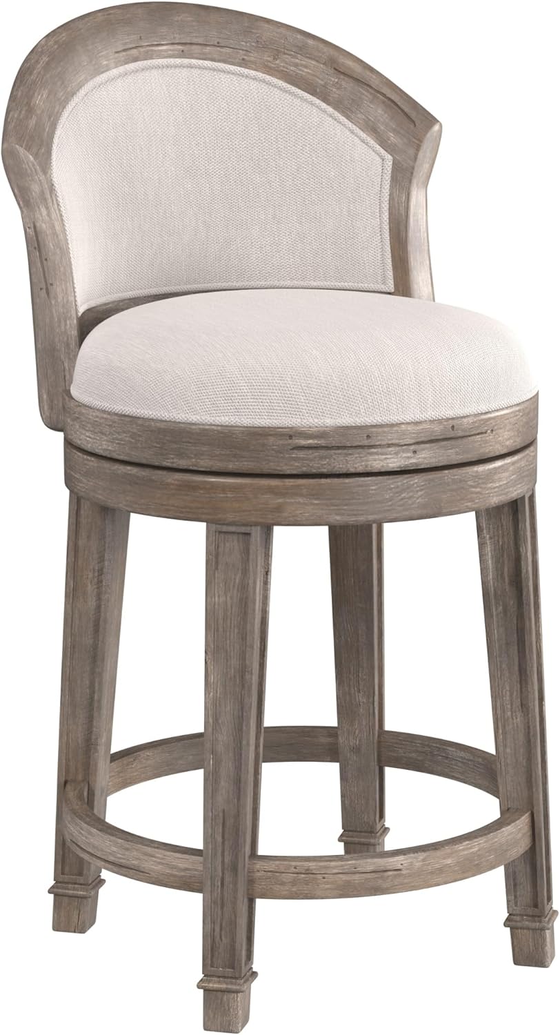 Hillsdale Monae Wood Counter Height Swivel Stool, Distressed Dark Gray