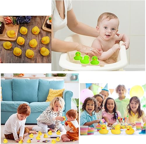 Miniatura 6 de Patos luminosos de goma a granel, juguetes flotantes de baño de bañera de 2.2 pulgadas, mini patos fluorescentes, pato de San Valentín para el