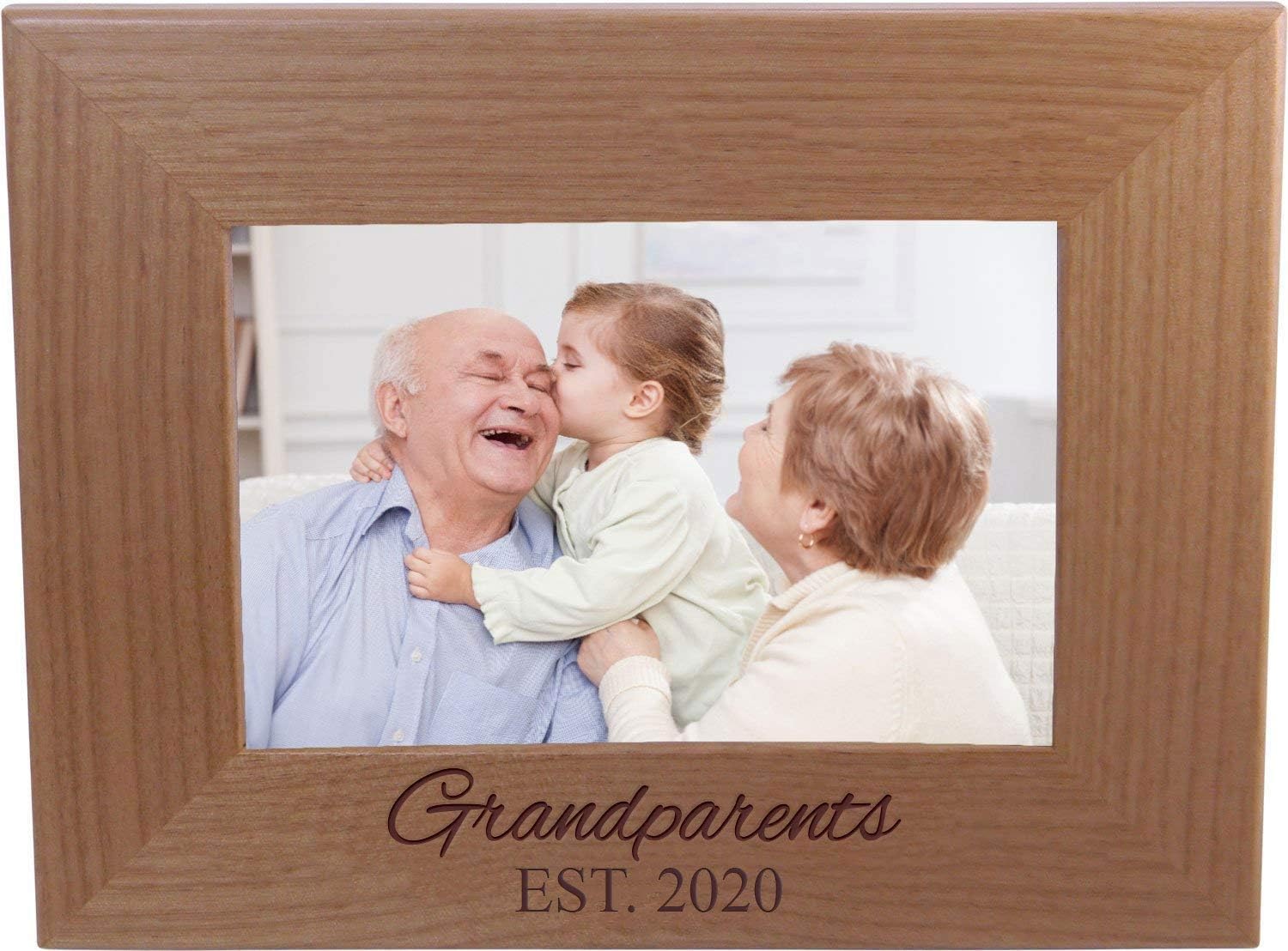 CustomGiftsNow Grandparents EST 2020 4-inch x 6-Inch Wood Picture Frame