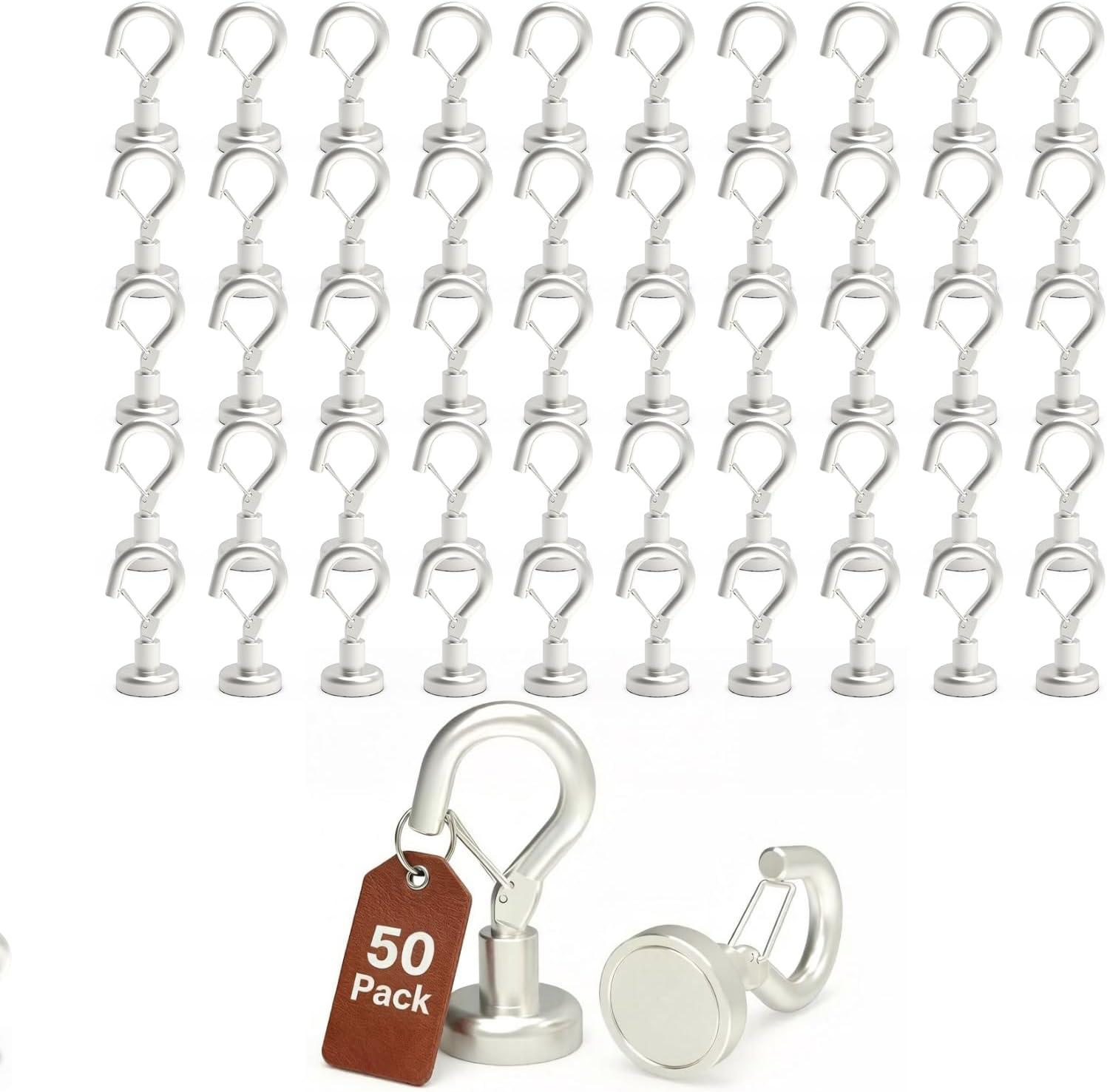 Ant Mag Magnetic Hooks Heavy Duty with Snap 22lbs Strong Magnet Hooks Great Hanging for Refrigerator, Cruise Cabin, Grill, Wreath,Kitchen,Office 50 Pack