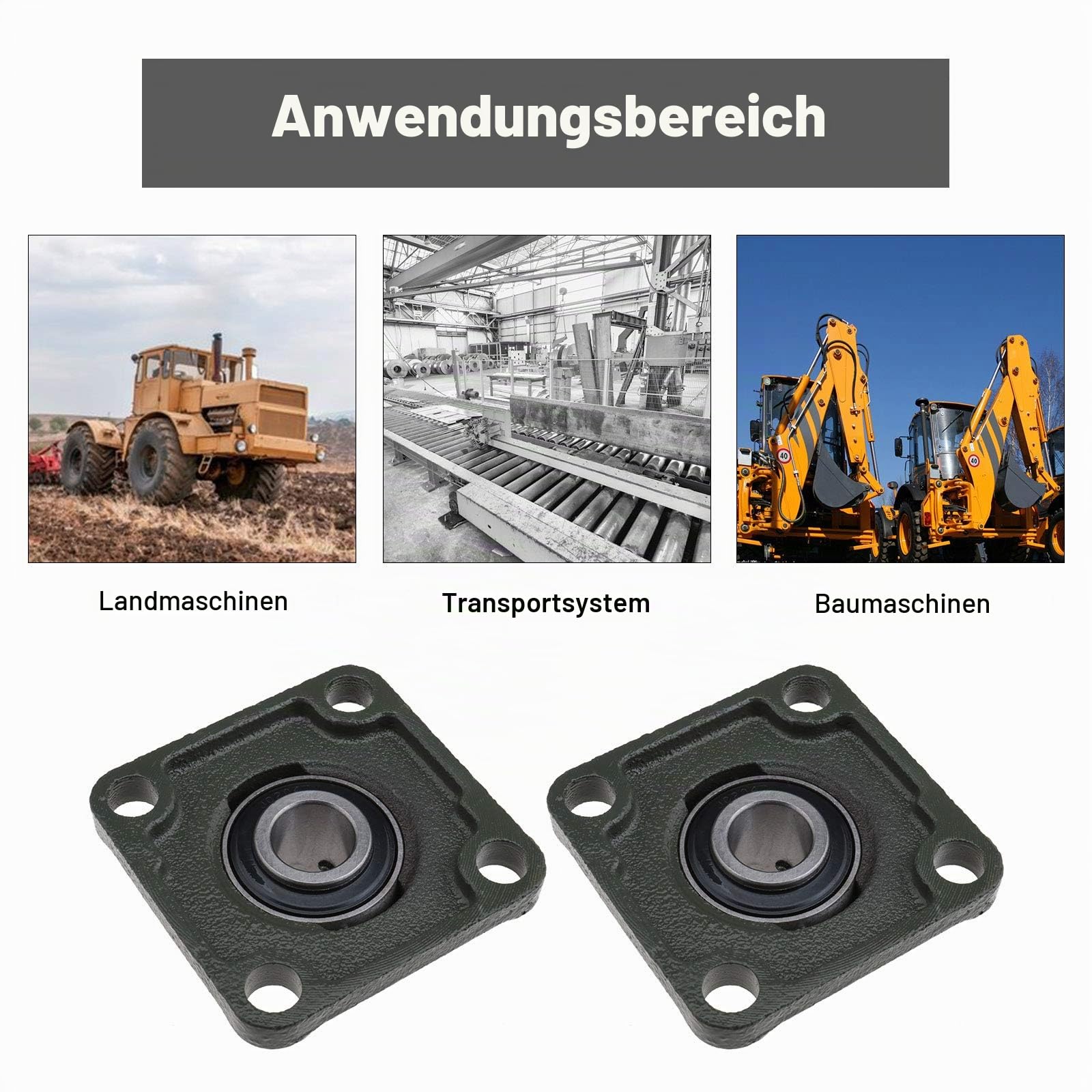 Flanschlager UCF204 Ø 20 mm Gehäuselager Wellenlager Spannlager Stehlager 2 Stück