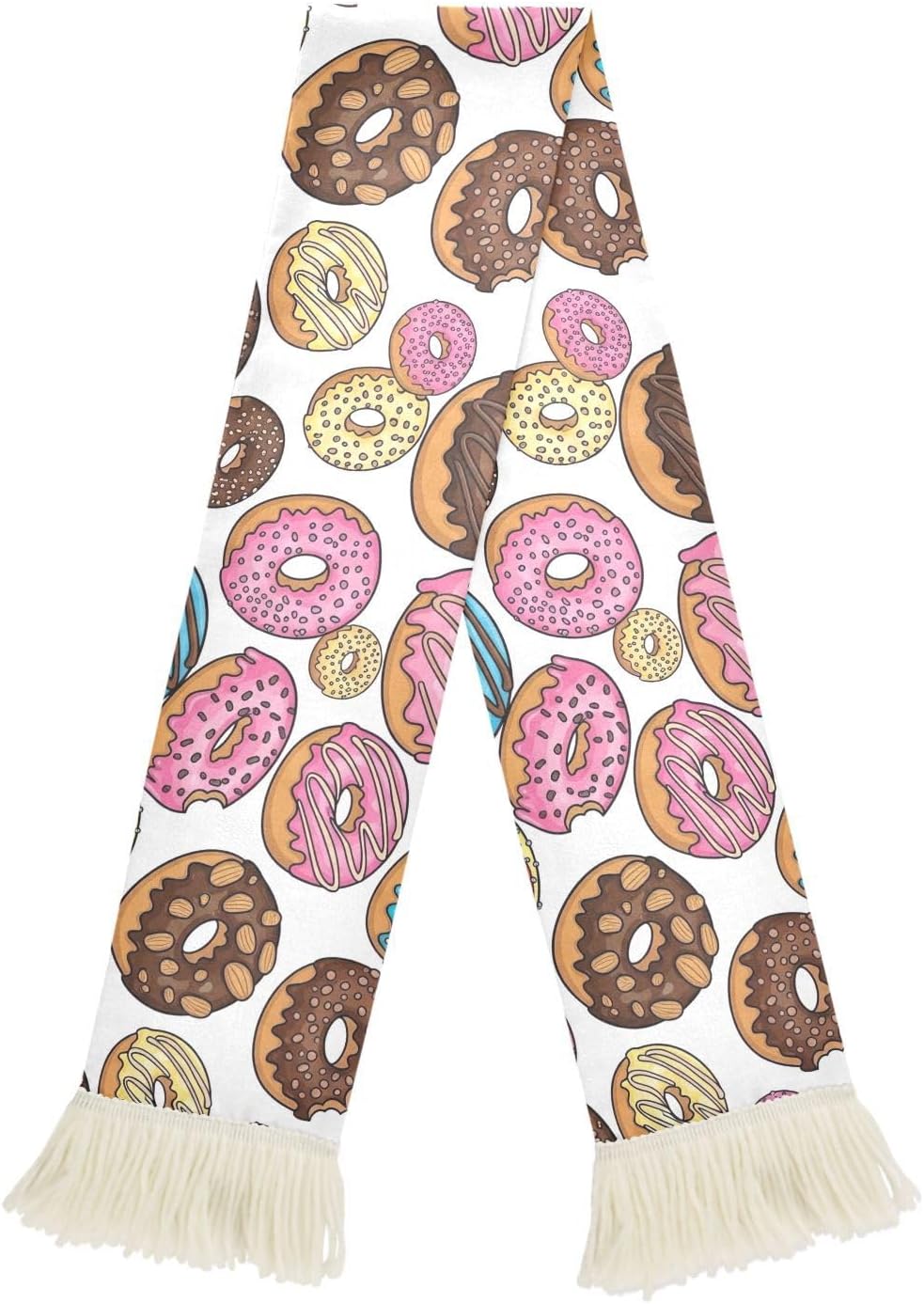 CHIFIGNO Colorful Donut White Sports Fan Scarf Sweat Towel, Soft Polyester Cheering Scarf for Soccer Football Game Events