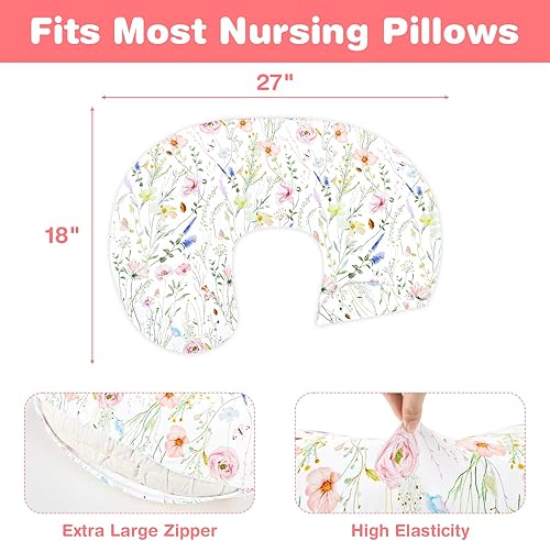 Miniatura 5 de Funda de almohada de lactancia, funda de almohada para lactancia materna para bebés, niñas, niños, suave y transpirable, flores coloridas (solo
