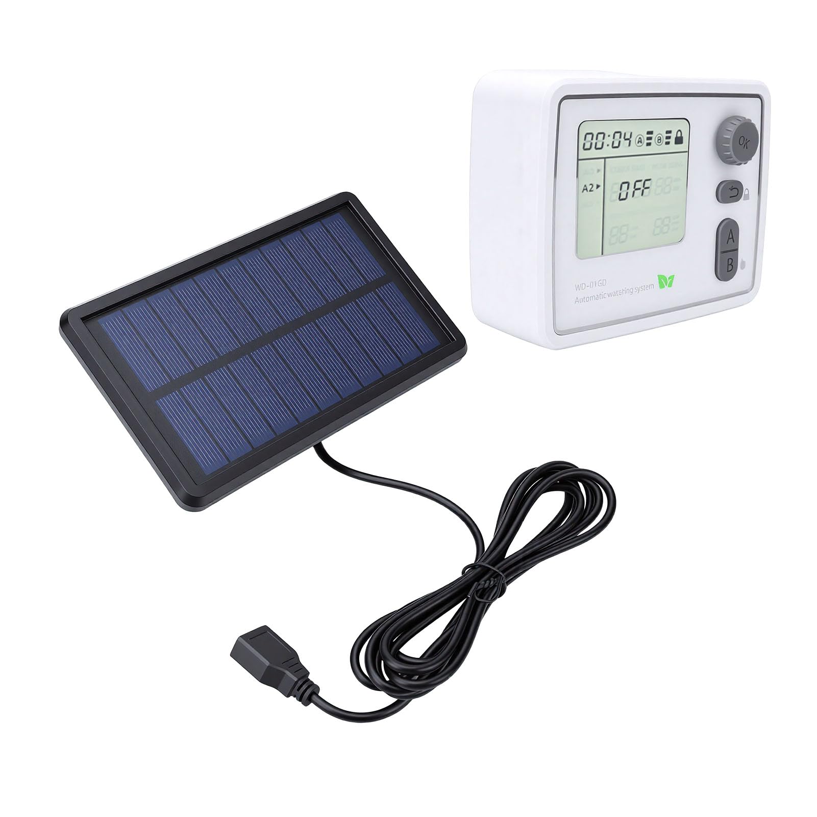 Kit di Irrigazione Solare a Goccia, di Irrigazione Automatico a Goccia in ABS con 2 Pompe per 20 Vasi, di Intelligente 3600mAh per Piante da Balcone, Giardino, Patio