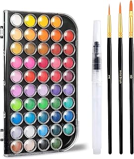 Watercolor Paint,watercolor paint set,48 Colors Washable Watercolor Paint Set With Brush, Refillable Water Brush Pen, Palette, and Water-Washable Paints for Adults Artist Beginner