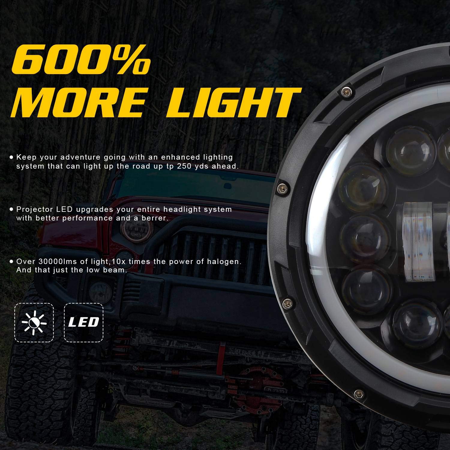 H4 400W 7 Pollici Ha Condotto La Lampada della Luce della Testa con per Niva Urban Samurai per off Road