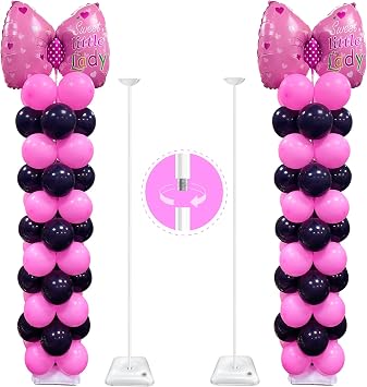 YALLOVE Heavy Duty Metal Balloon Stand Set of 2, Height Adjustable 1.3 to 10.5 Ft, Free Combination Balloon Centerpiece and Column Stand